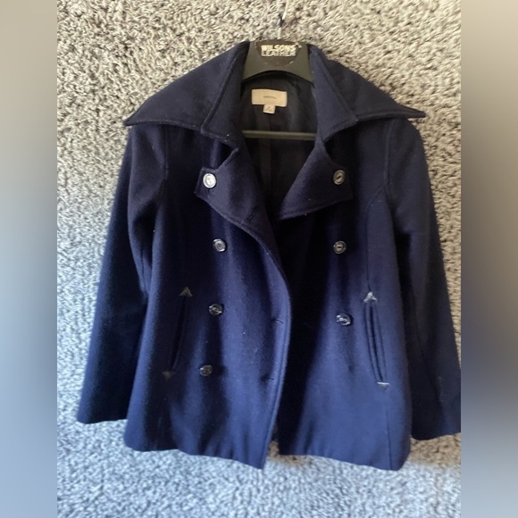 Merona Womens Wool Blend Peacoat Winter Coat Navy Bleu  Career Lined Size M - Picture 1 of 12